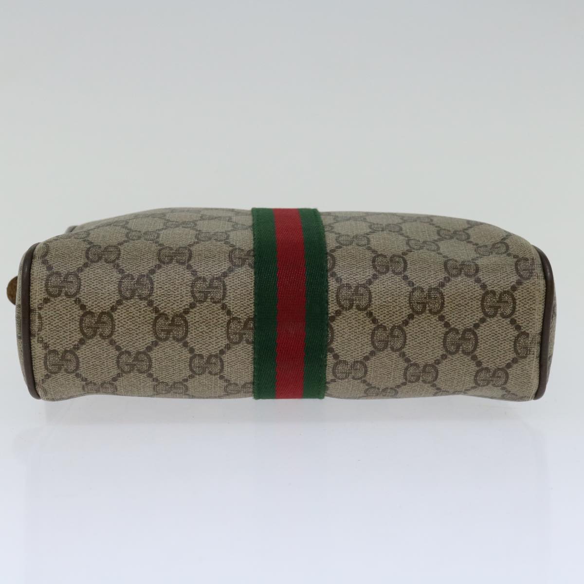 GUCCI GG Supreme Web Sherry Line Clutch Bag Beige Red Green 89 01 012 Auth 66852