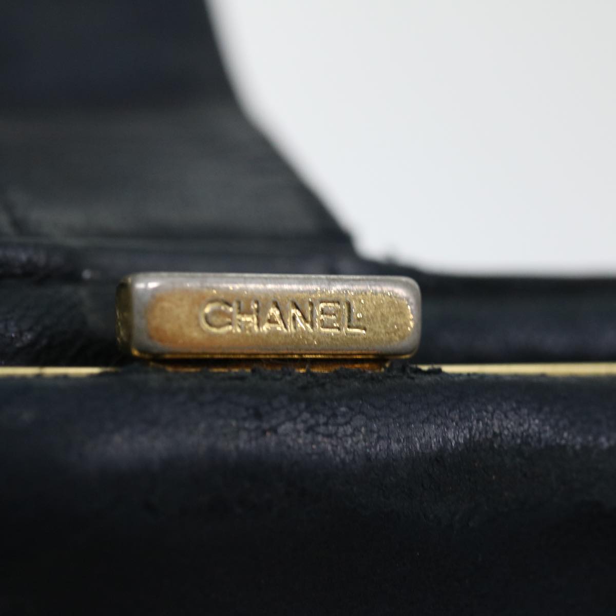 CHANEL Long Wallet Caviar Skin Black CC Auth 66860