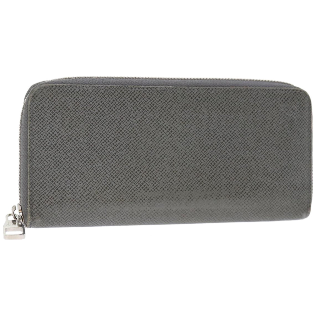 LOUIS VUITTON Taiga Zippy Wallet Vertical Gray Gracie M32601 LV Auth 66861