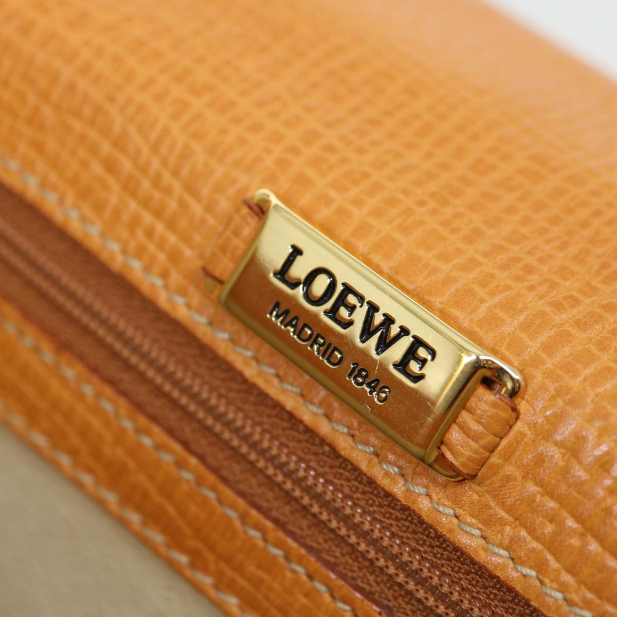 LOEWE Hand Bag Leather Brown Auth 66864