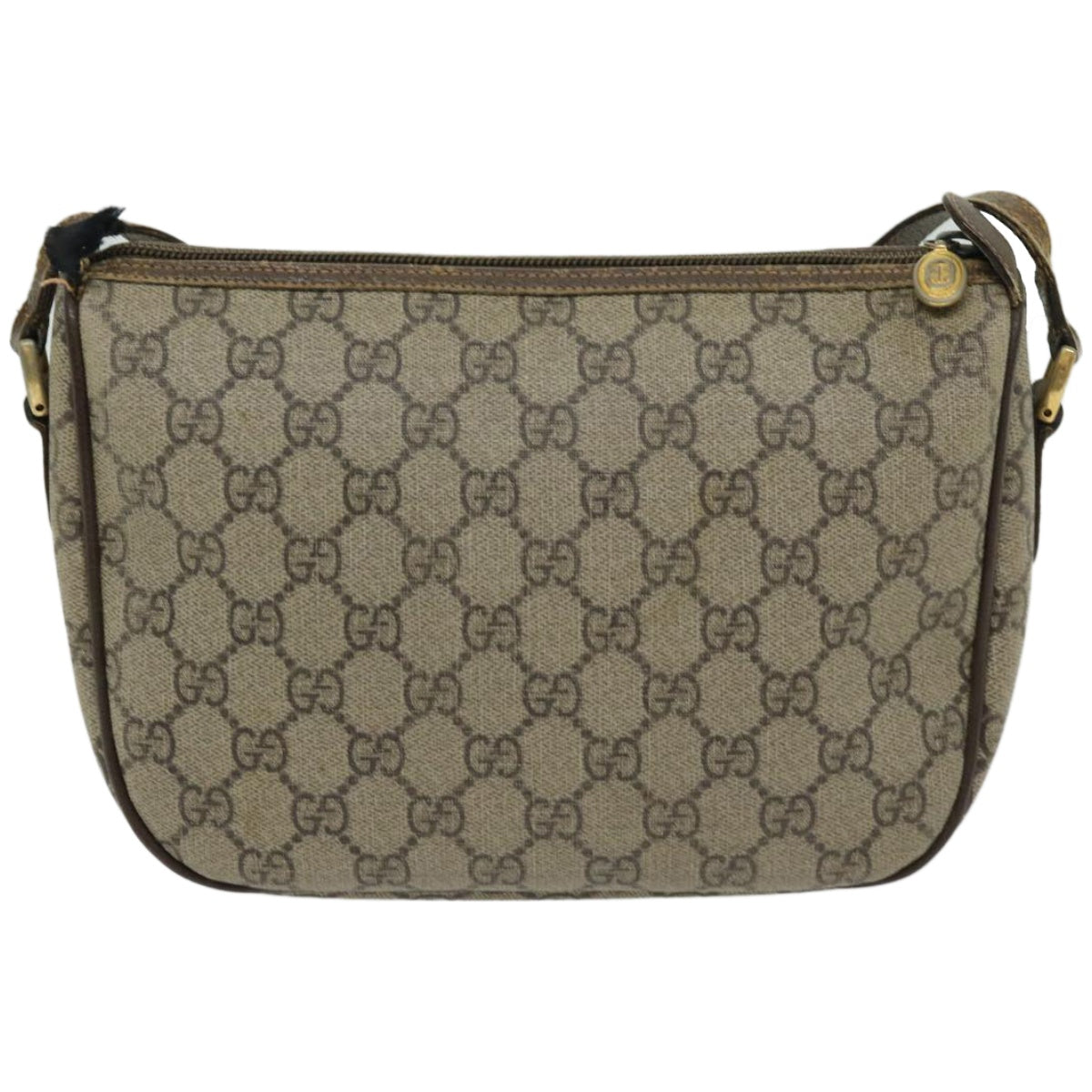 GUCCI GG Supreme Web Sherry Line Shoulder Bag Beige 001 123 6177 4023 Auth 66865