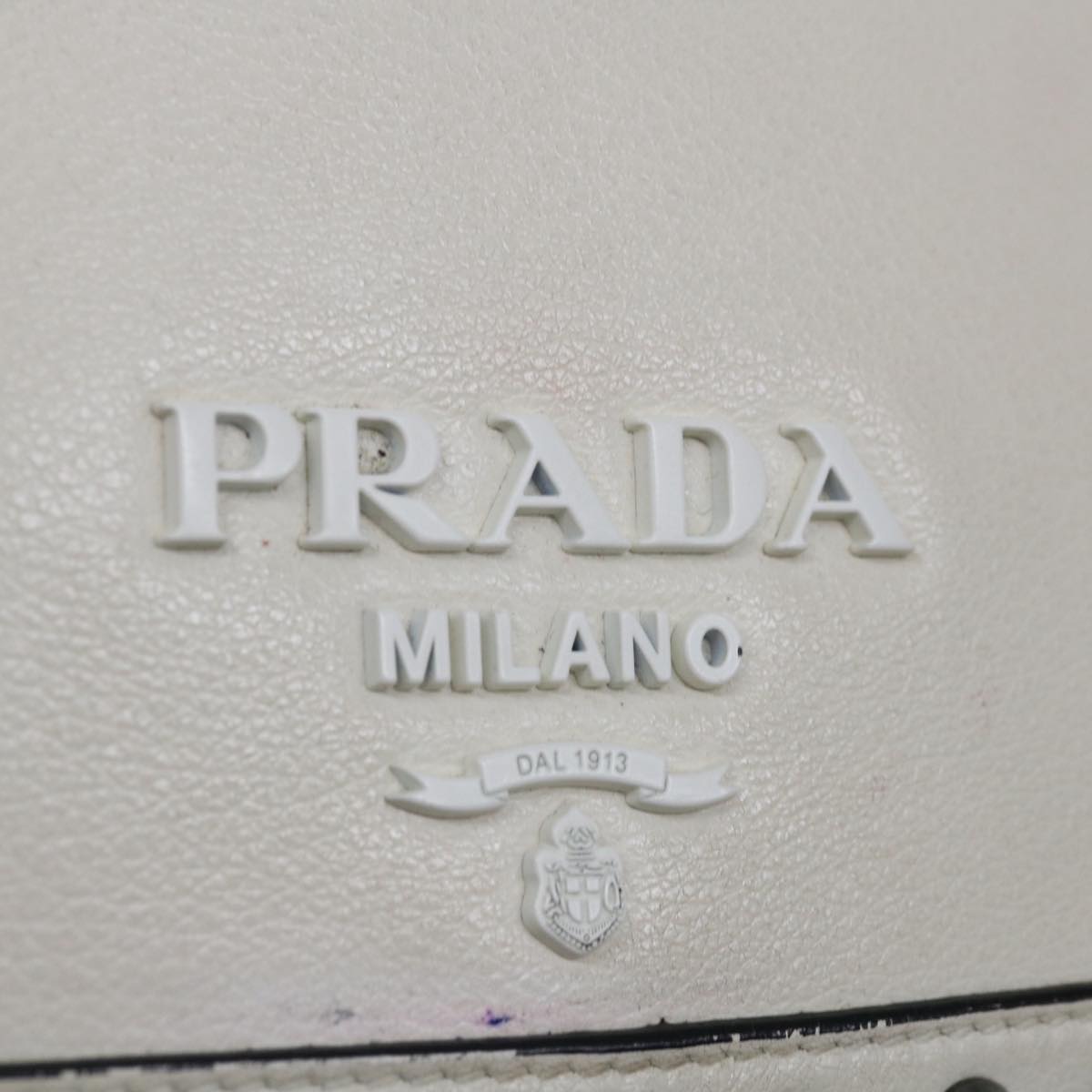 PRADA Chain Shoulder Bag Leather Ivory Auth 66873