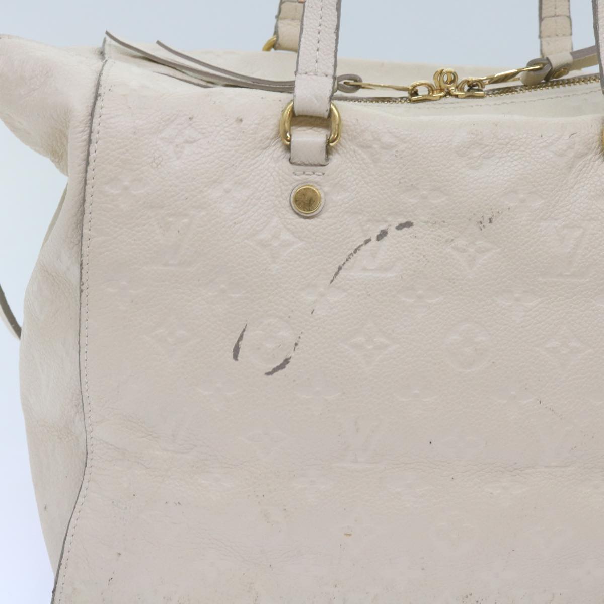 LOUIS VUITTON Monogram Empreinte Lumineuse PM Tote Bag Neige M93411 Auth 66902