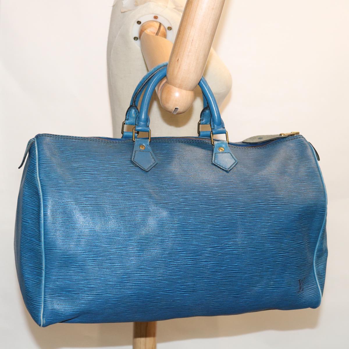 LOUIS VUITTON Epi Speedy 40 Hand Bag Toledo Blue M42985 LV Auth 66909