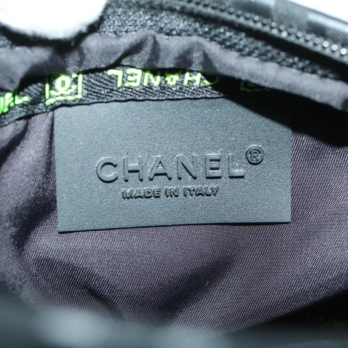 CHANEL Pouch Nylon Black CC Auth 66918