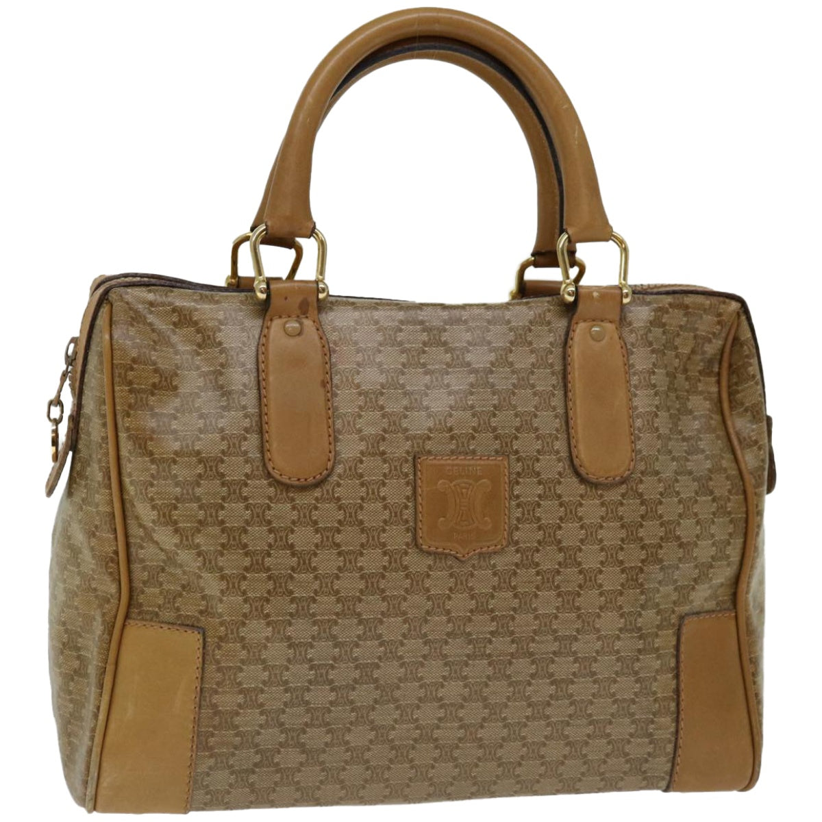 CELINE Macadam Canvas Hand Bag Beige Auth 66921