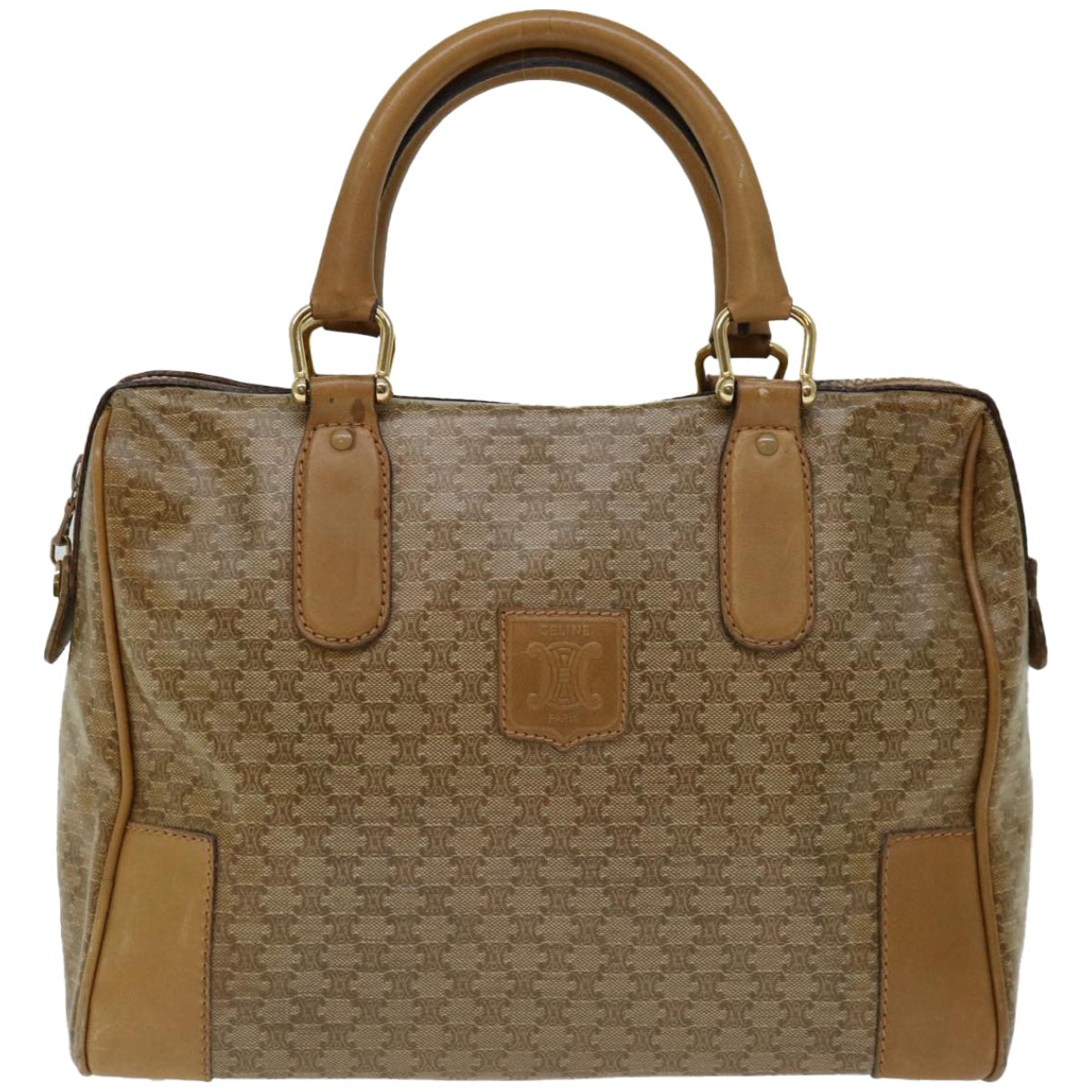 CELINE Macadam Canvas Hand Bag Beige Auth 66921