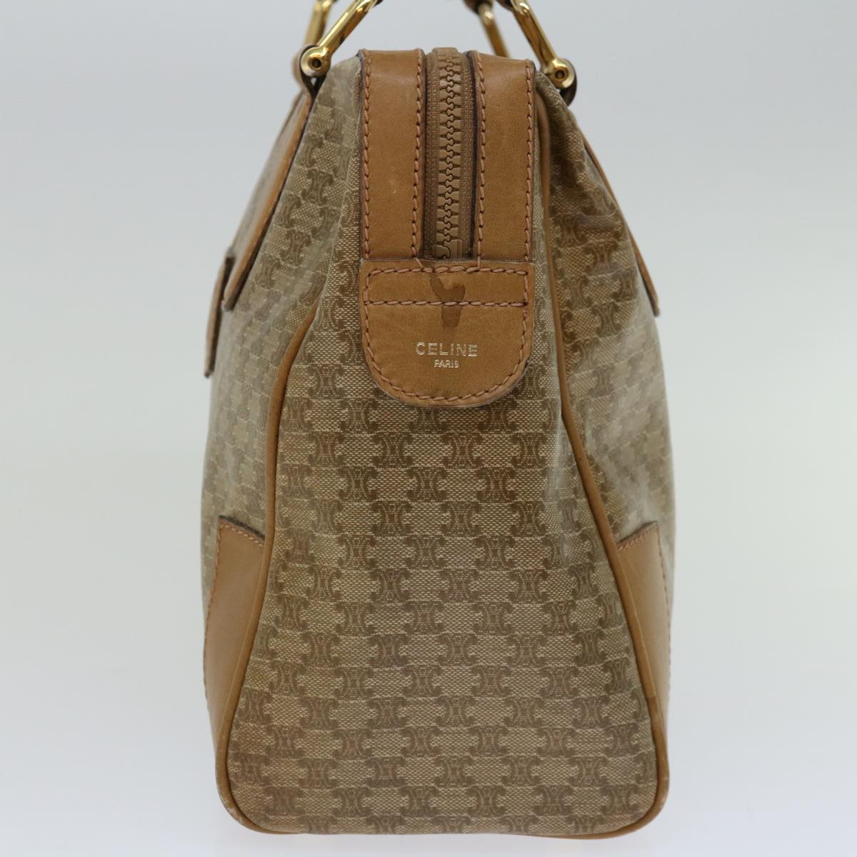 CELINE Macadam Canvas Hand Bag Beige Auth 66921