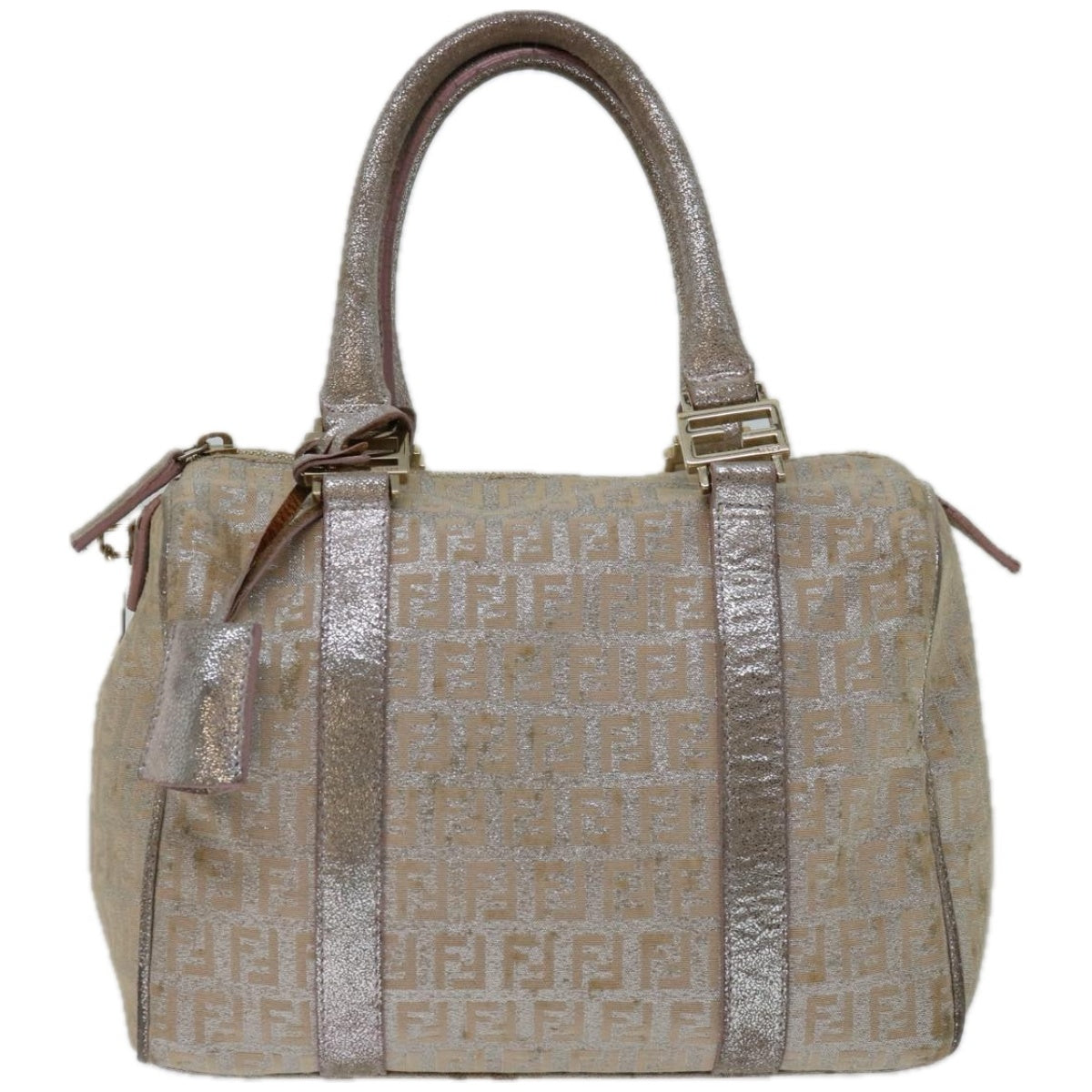 FENDI Zucchino Canvas Hand Bag Beige Auth 66924