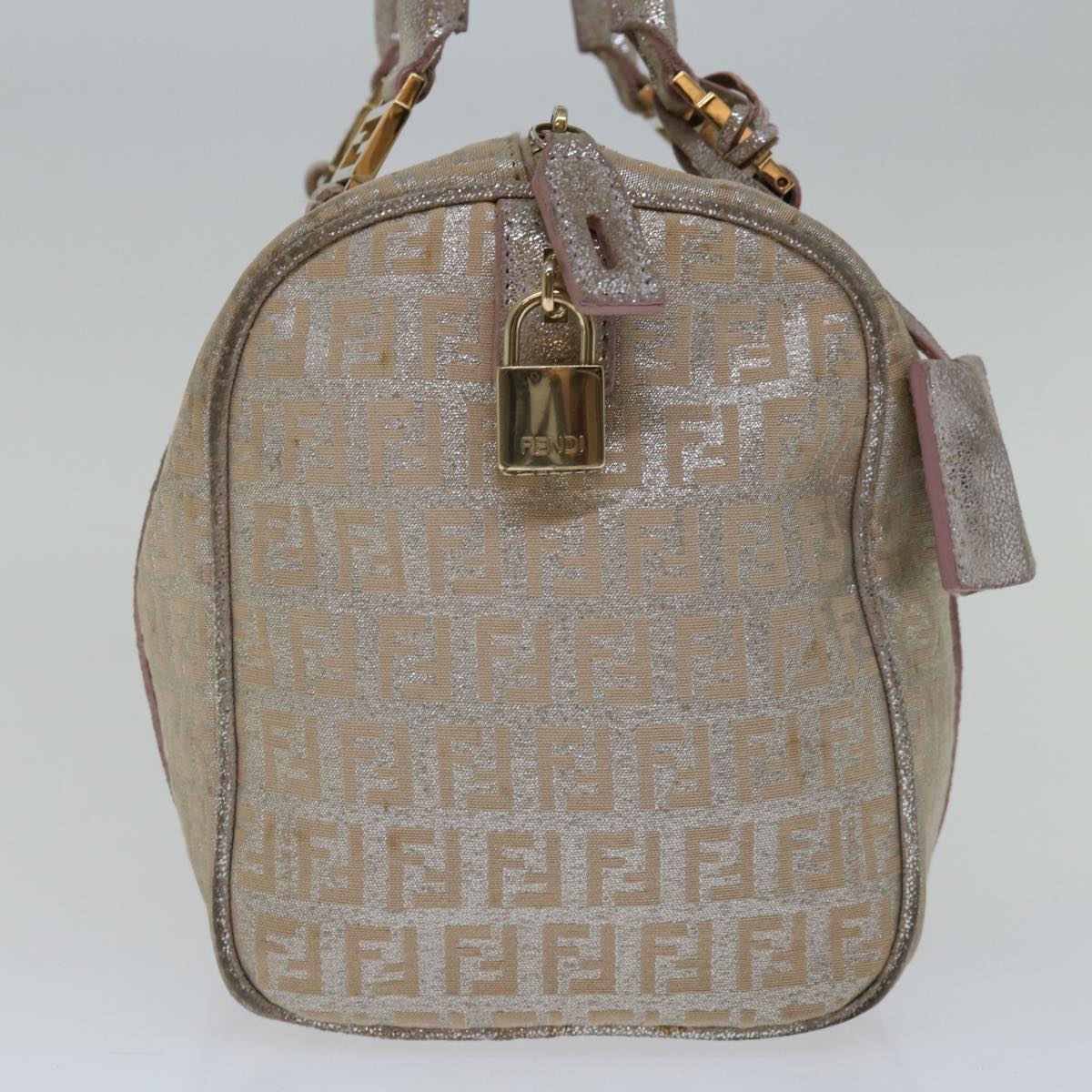 FENDI Zucchino Canvas Hand Bag Beige Auth 66924