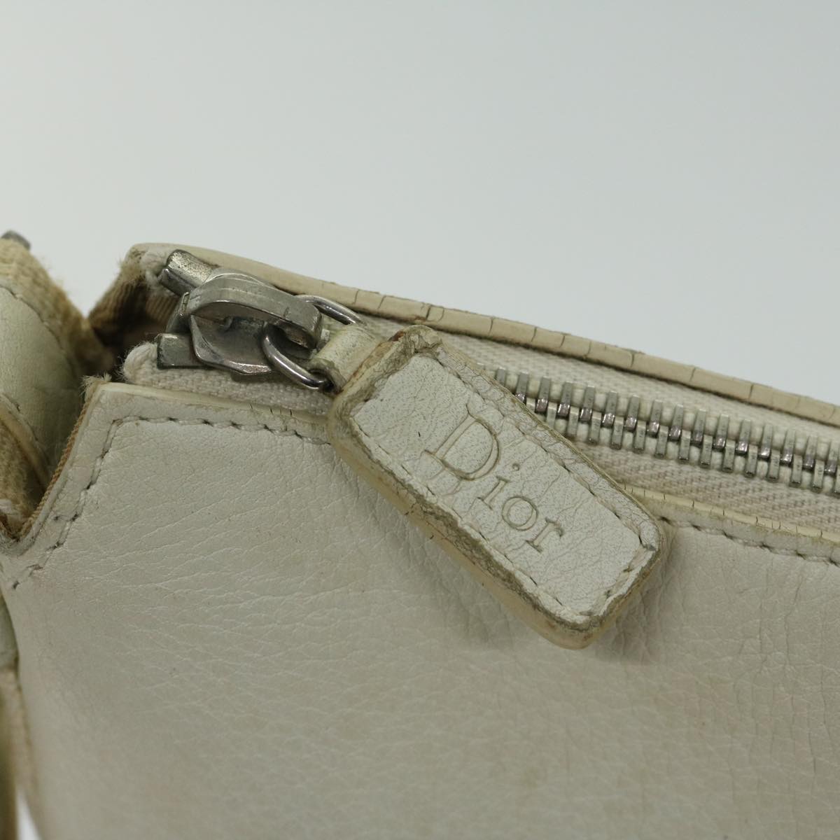 Christian Dior Trotter Canvas Shoulder Bag Beige Auth 66925