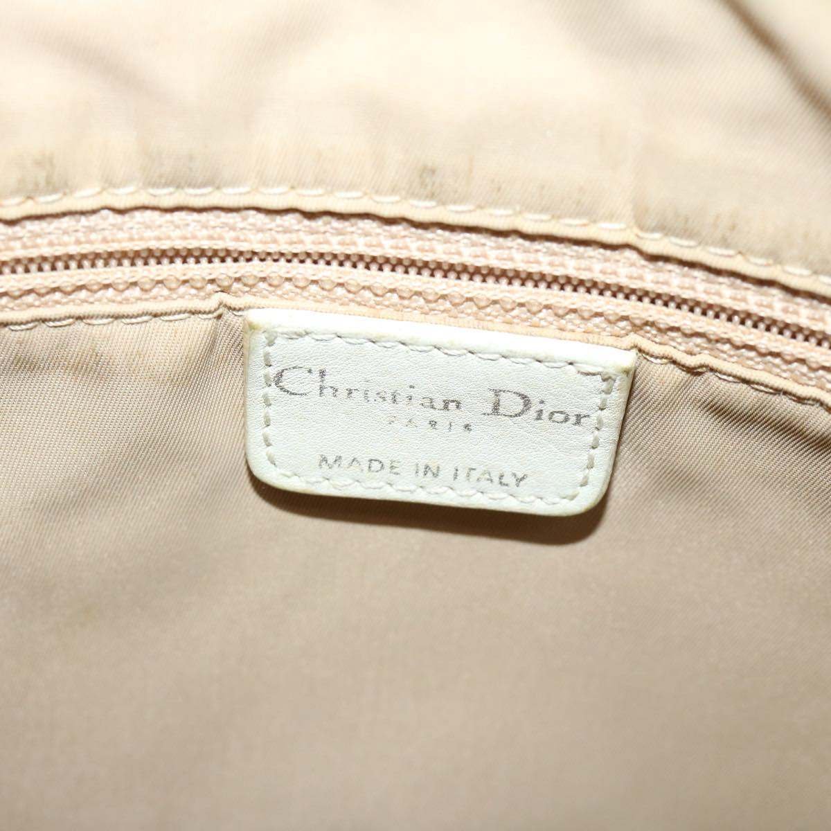 Christian Dior Trotter Canvas Shoulder Bag Beige Auth 66925