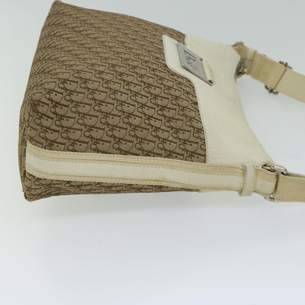 Christian Dior Trotter Canvas Shoulder Bag Beige Auth 66925