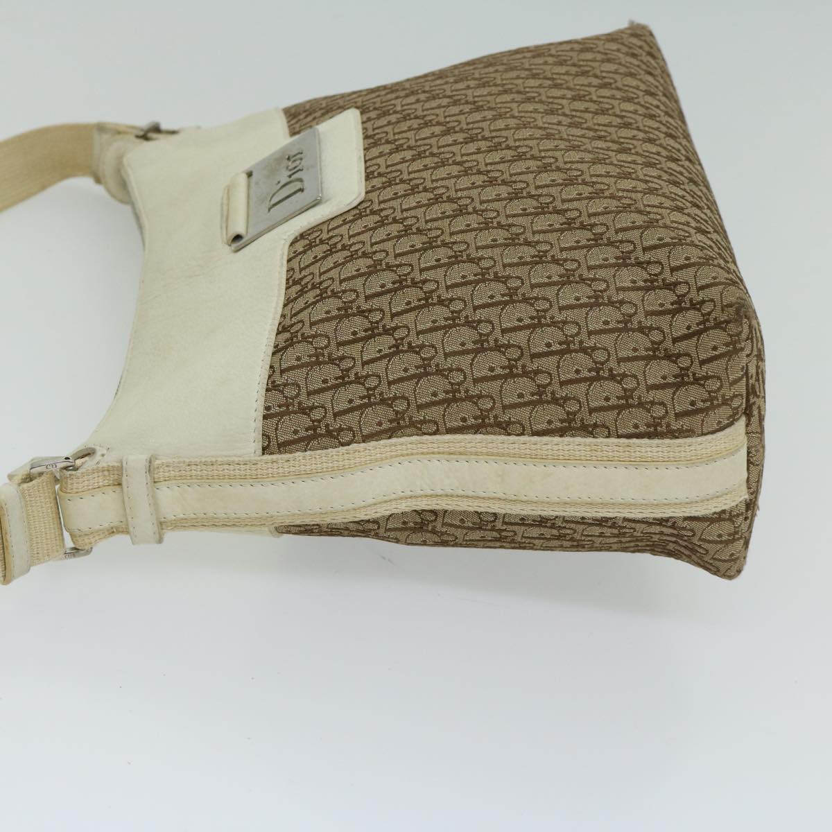 Christian Dior Trotter Canvas Shoulder Bag Beige Auth 66925