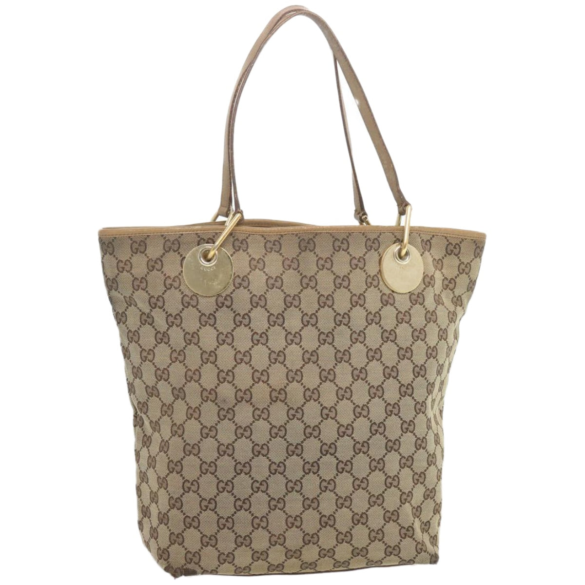 GUCCI GG Canvas Tote Bag Beige 120836 Auth 66932