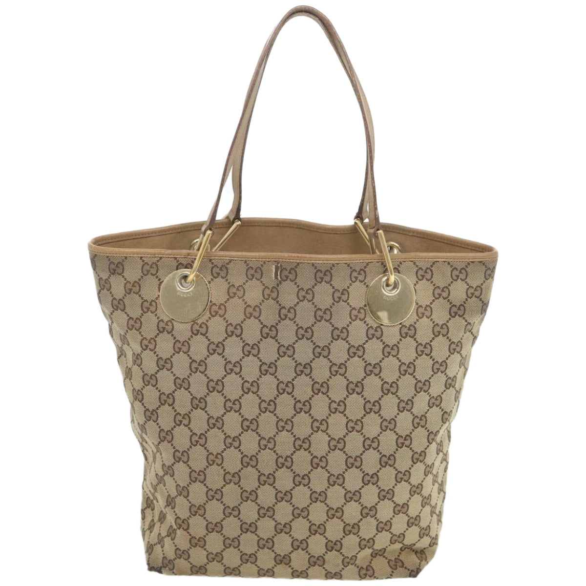 GUCCI GG Canvas Tote Bag Beige 120836 Auth 66932