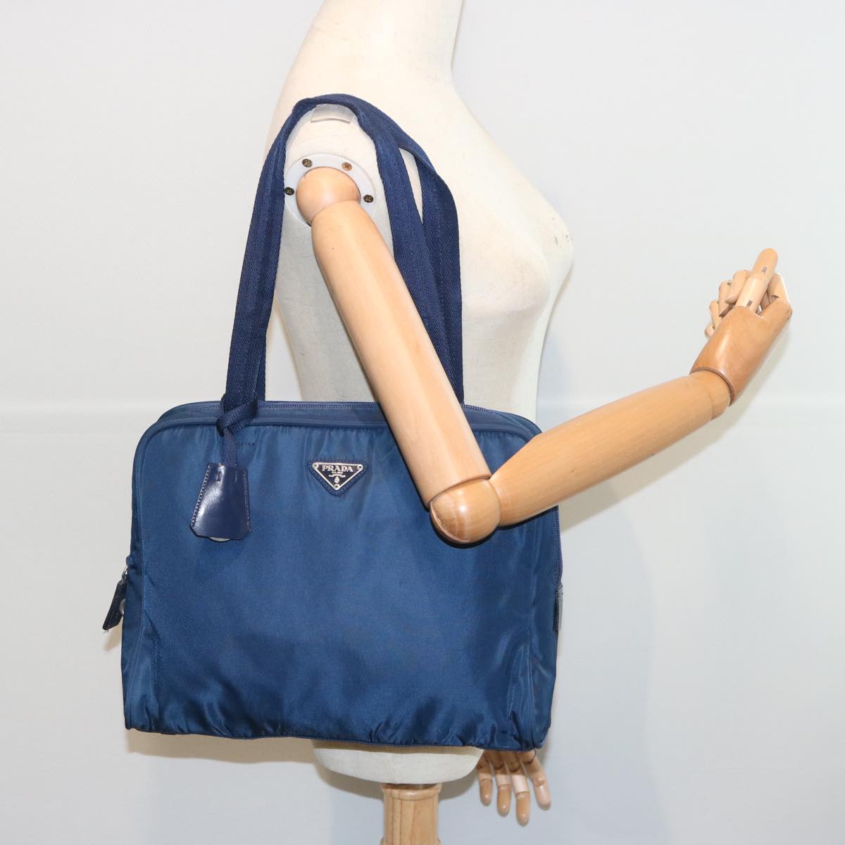 PRADA Hand Bag Nylon Navy Auth 66938