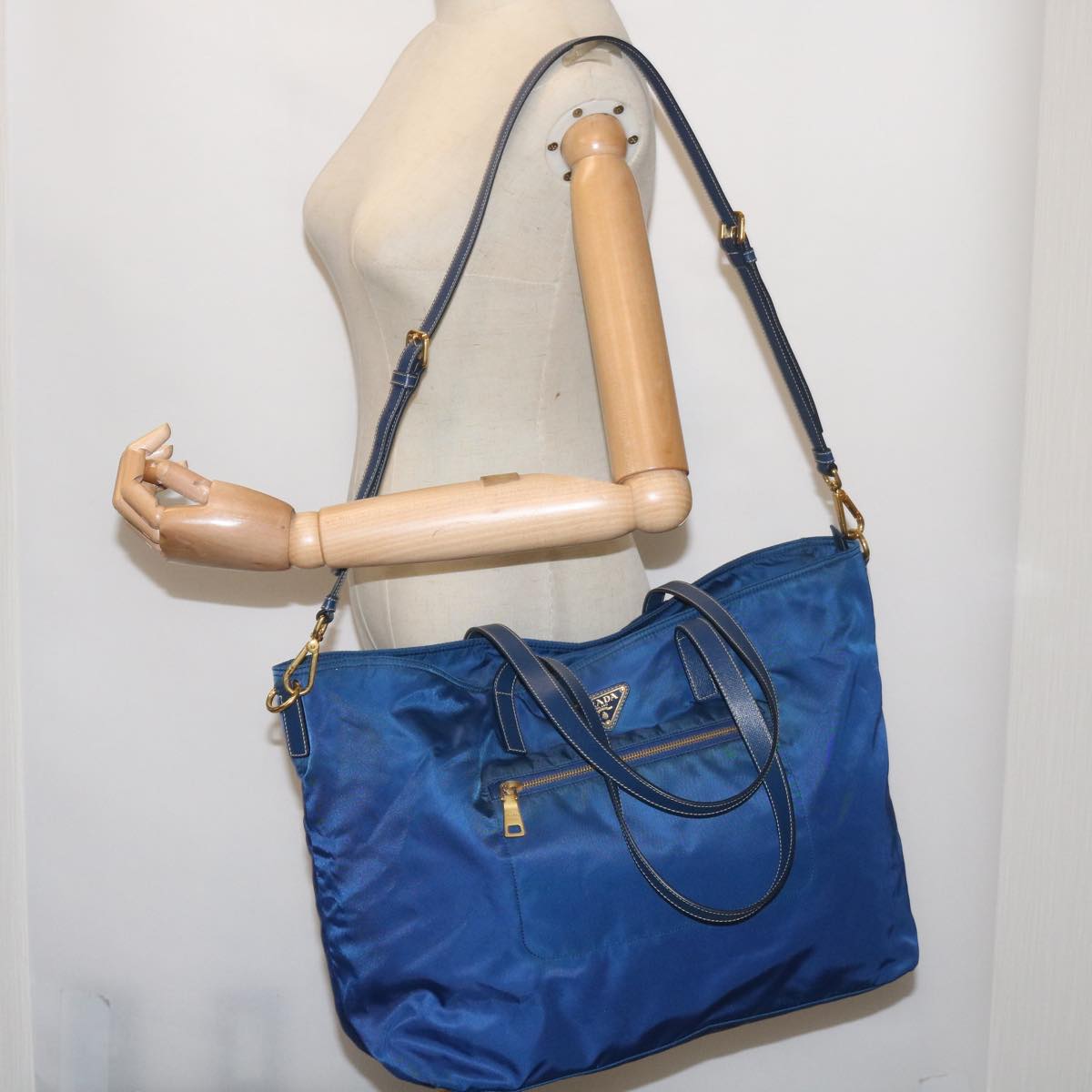 PRADA Tote Bag Nylon 2way Blue Auth 66940