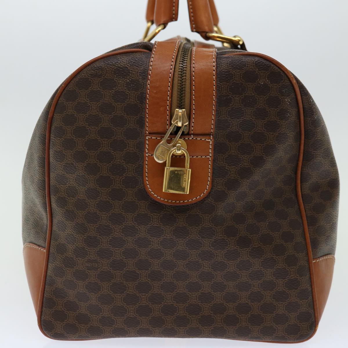 CELINE Macadam Canvas Boston Bag PVC Brown Auth 66958