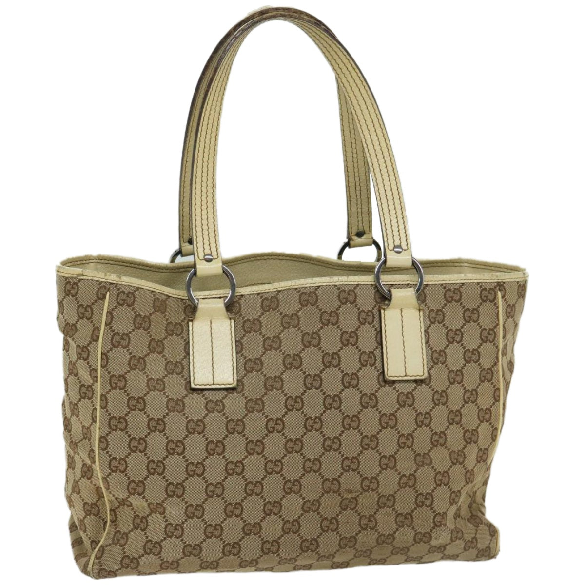 GUCCI GG Canvas Tote Bag Beige 113017 Auth 66971