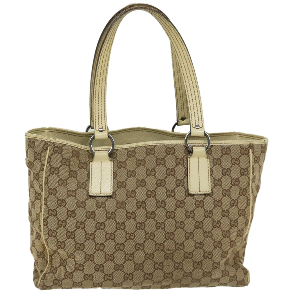 GUCCI GG Canvas Tote Bag Beige 113017 Auth 66971