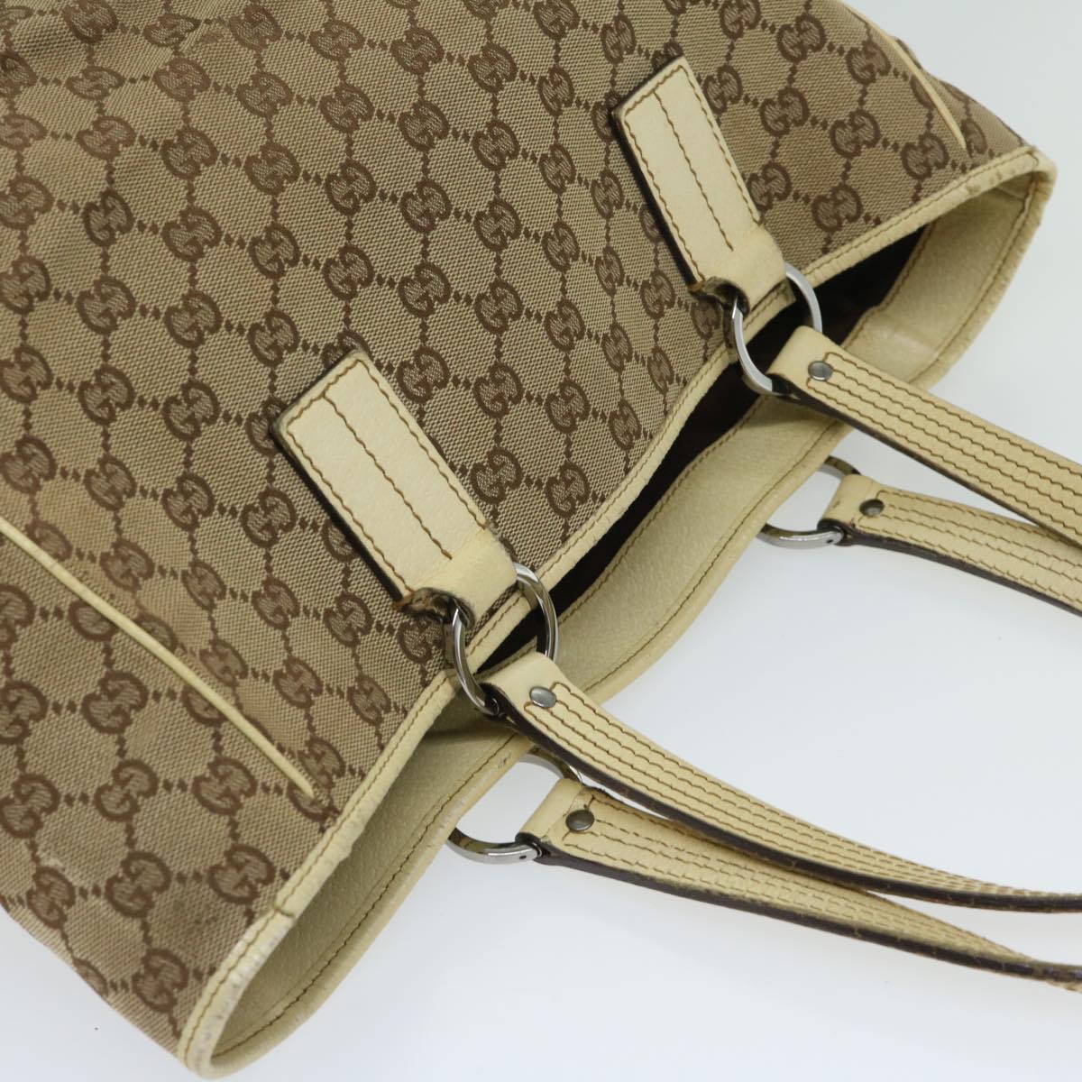 GUCCI GG Canvas Tote Bag Beige 113017 Auth 66971