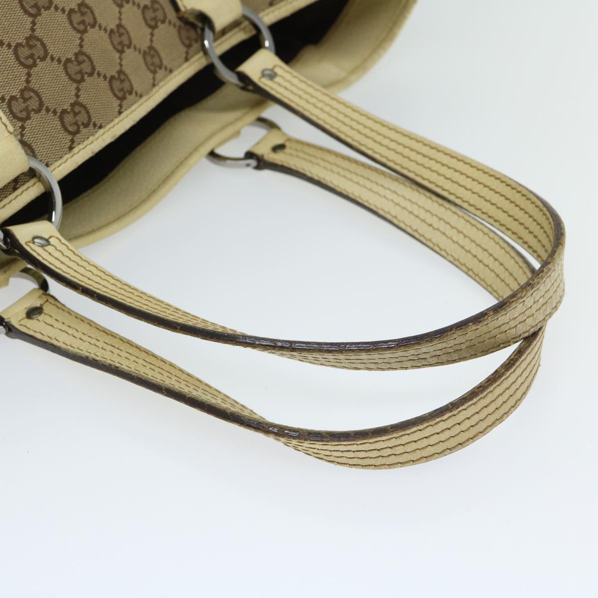 GUCCI GG Canvas Tote Bag Beige 113017 Auth 66971