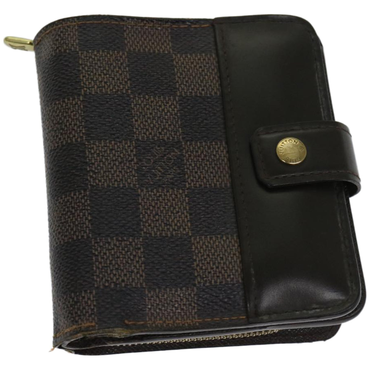 LOUIS VUITTON Damier Ebene Compact Zip Wallet N61668 LV Auth 66972