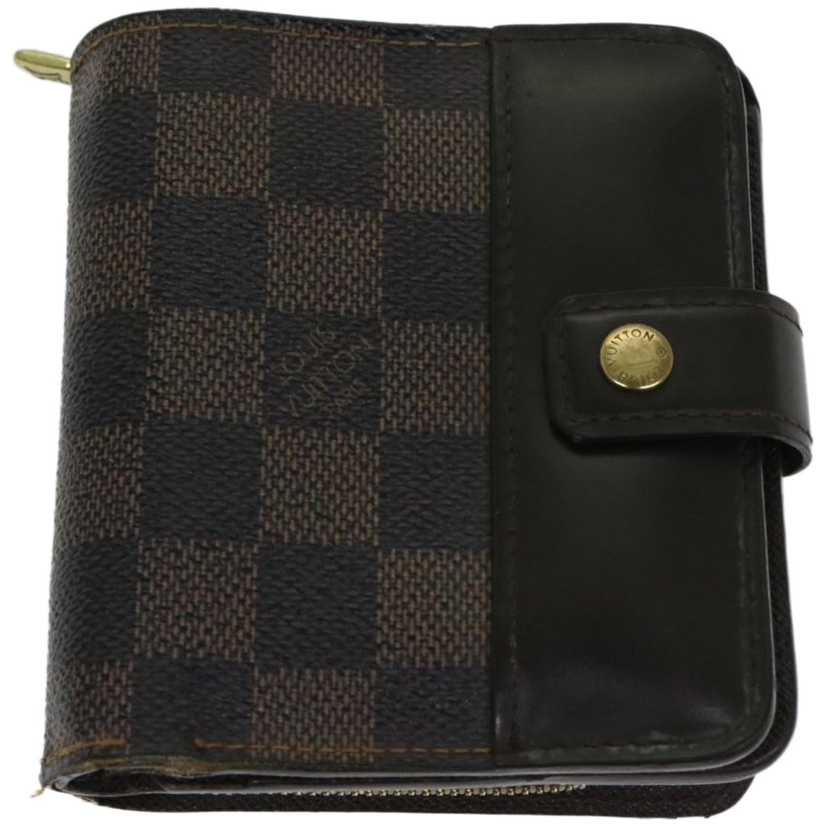 LOUIS VUITTON Damier Ebene Compact Zip Wallet N61668 LV Auth 66972