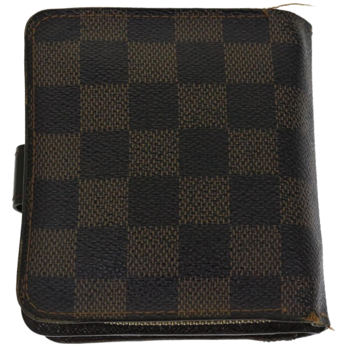 LOUIS VUITTON Damier Ebene Compact Zip Wallet N61668 LV Auth 66972