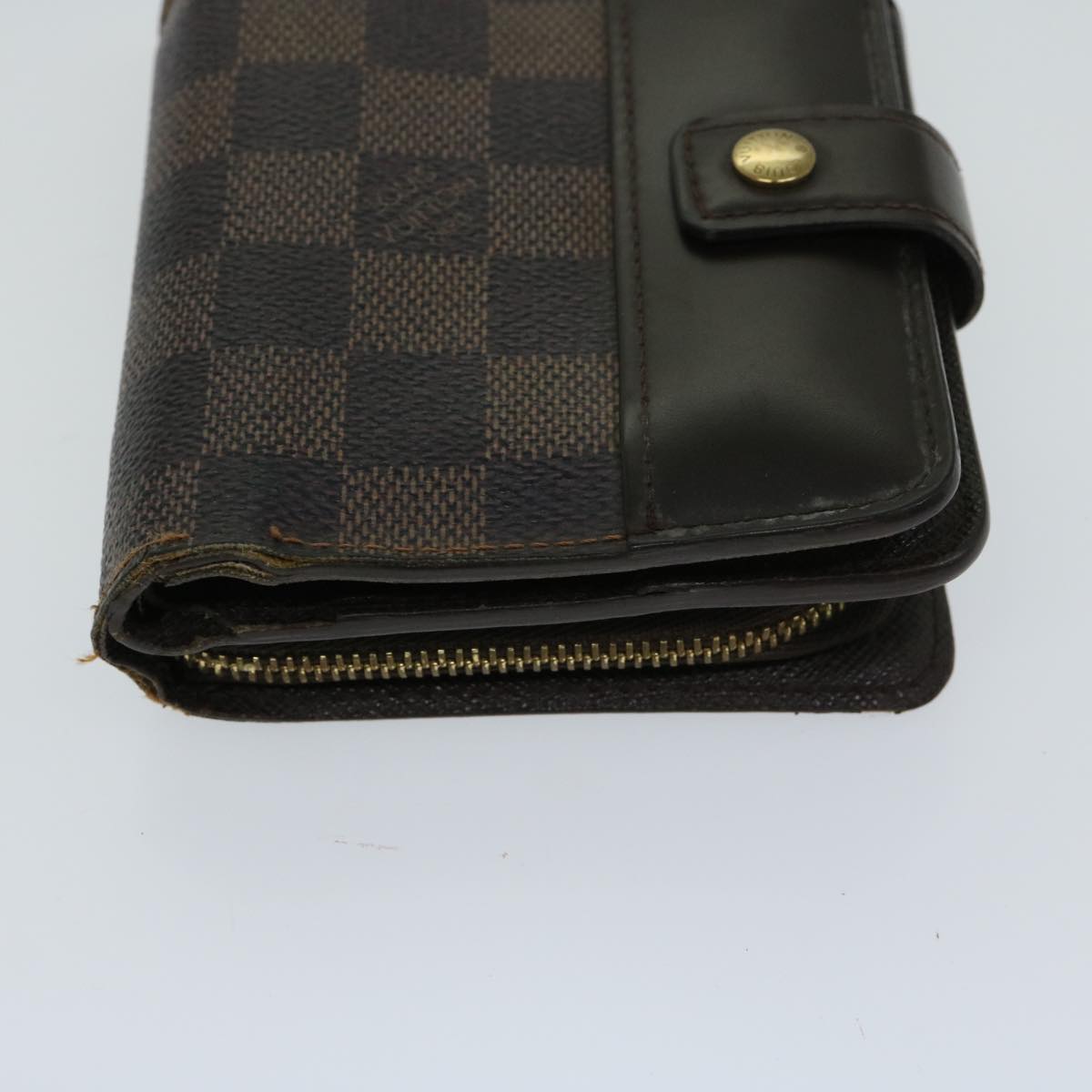 LOUIS VUITTON Damier Ebene Compact Zip Wallet N61668 LV Auth 66972