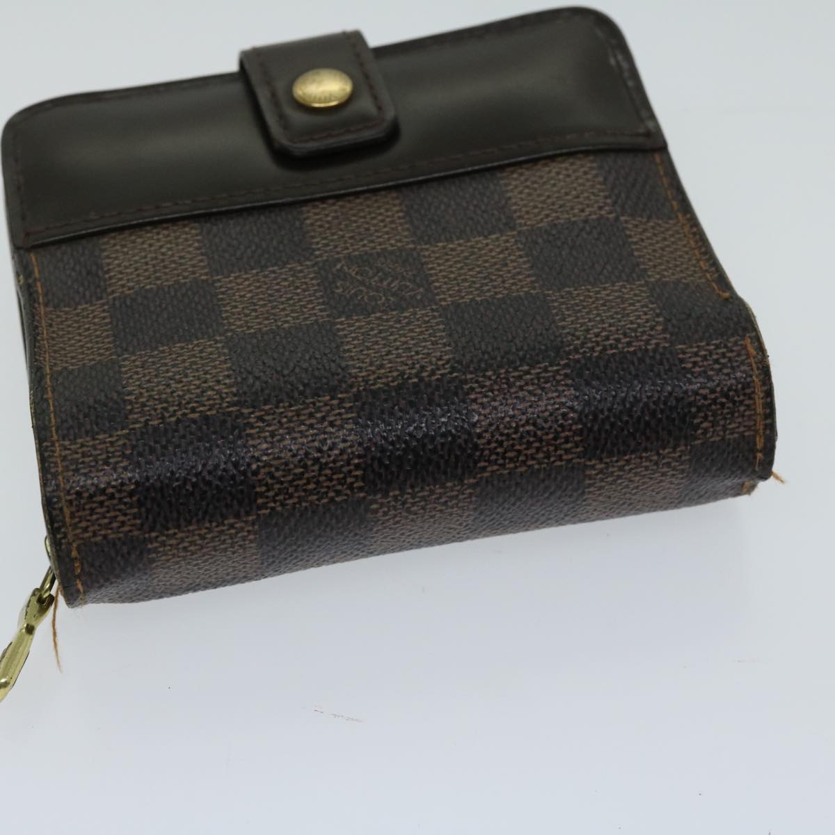 LOUIS VUITTON Damier Ebene Compact Zip Wallet N61668 LV Auth 66972