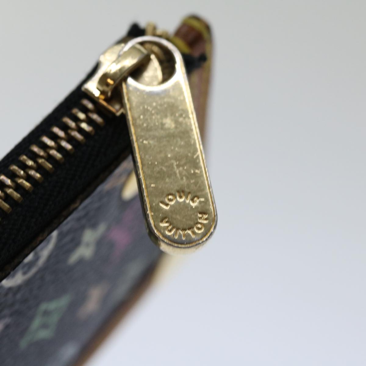 LOUIS VUITTON Monogram Multicolor Pochette Cles Purse Black M92654 Auth 66987