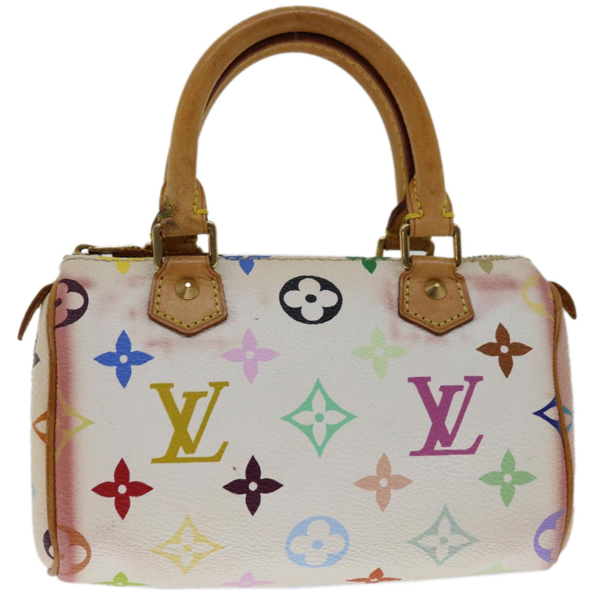 LOUIS VUITTON Monogram Multicolor Mini Speedy Hand Bag White M92645 Auth 66991