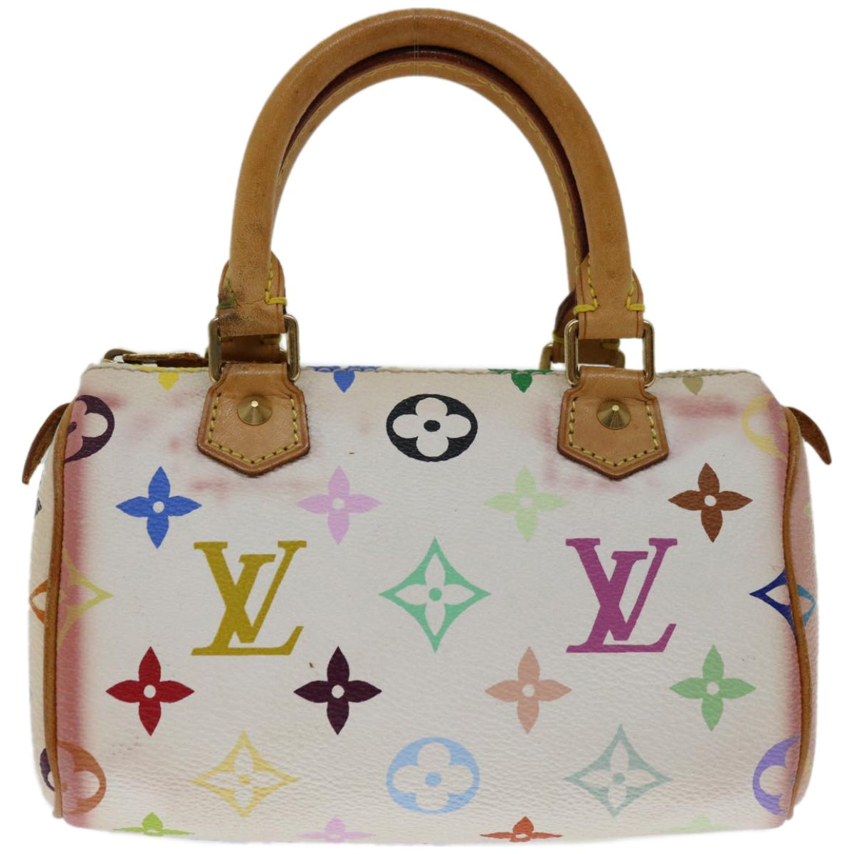 LOUIS VUITTON Monogram Multicolor Mini Speedy Hand Bag White M92645 Auth 66991