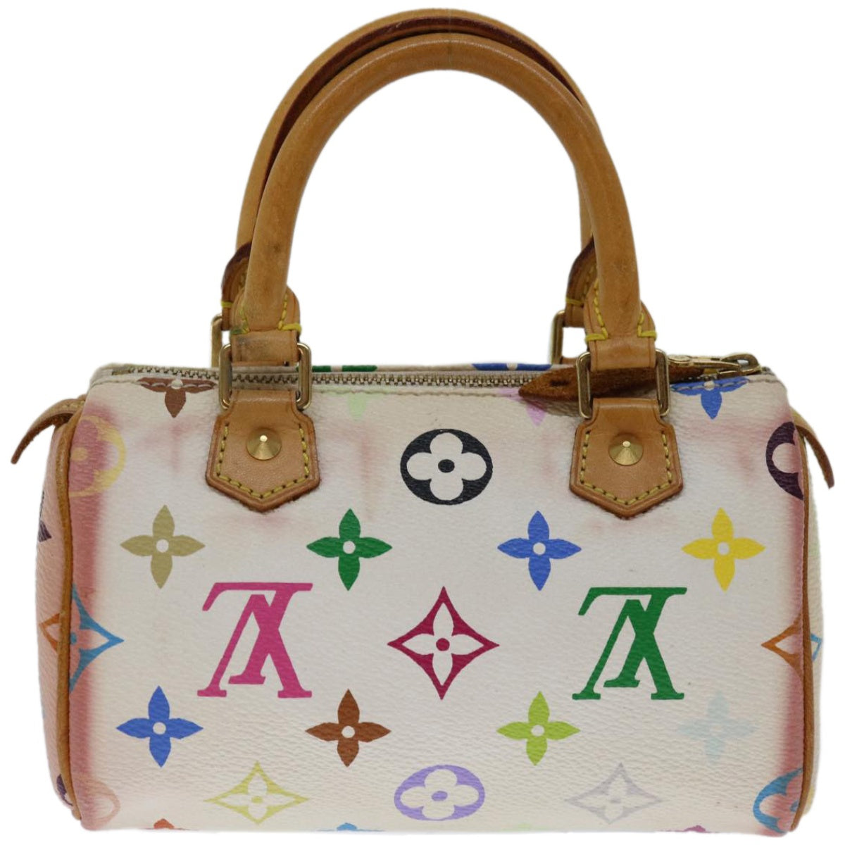 LOUIS VUITTON Monogram Multicolor Mini Speedy Hand Bag White M92645 Auth 66991