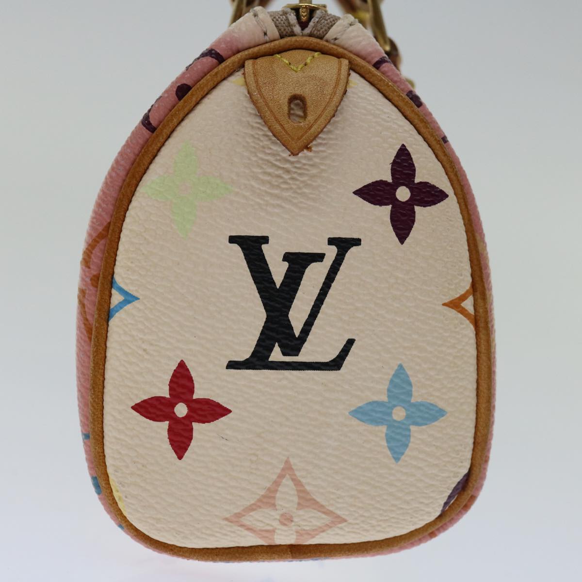 LOUIS VUITTON Monogram Multicolor Mini Speedy Hand Bag White M92645 Auth 66991