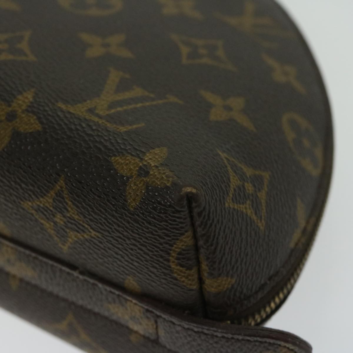 LOUIS VUITTON Monogram Trousse Demi Ronde Cosmetic Pouch M47520 LV Auth 66996