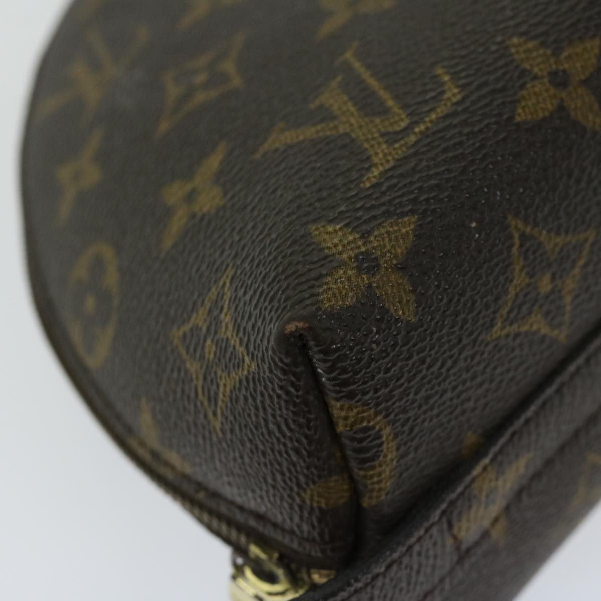 LOUIS VUITTON Monogram Trousse Demi Ronde Cosmetic Pouch M47520 LV Auth 66997