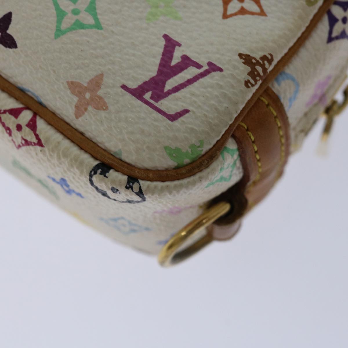 LOUIS VUITTON Monogram Multicolor Trousse Wapity Pouch White M58033 Auth 67014