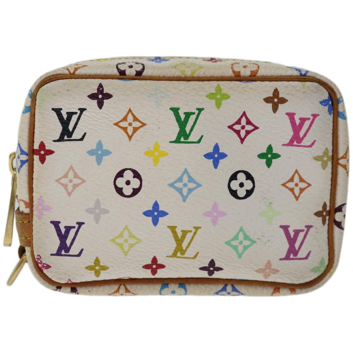 LOUIS VUITTON Monogram Multicolor Trousse Wapity Pouch White M58033 Auth 67014