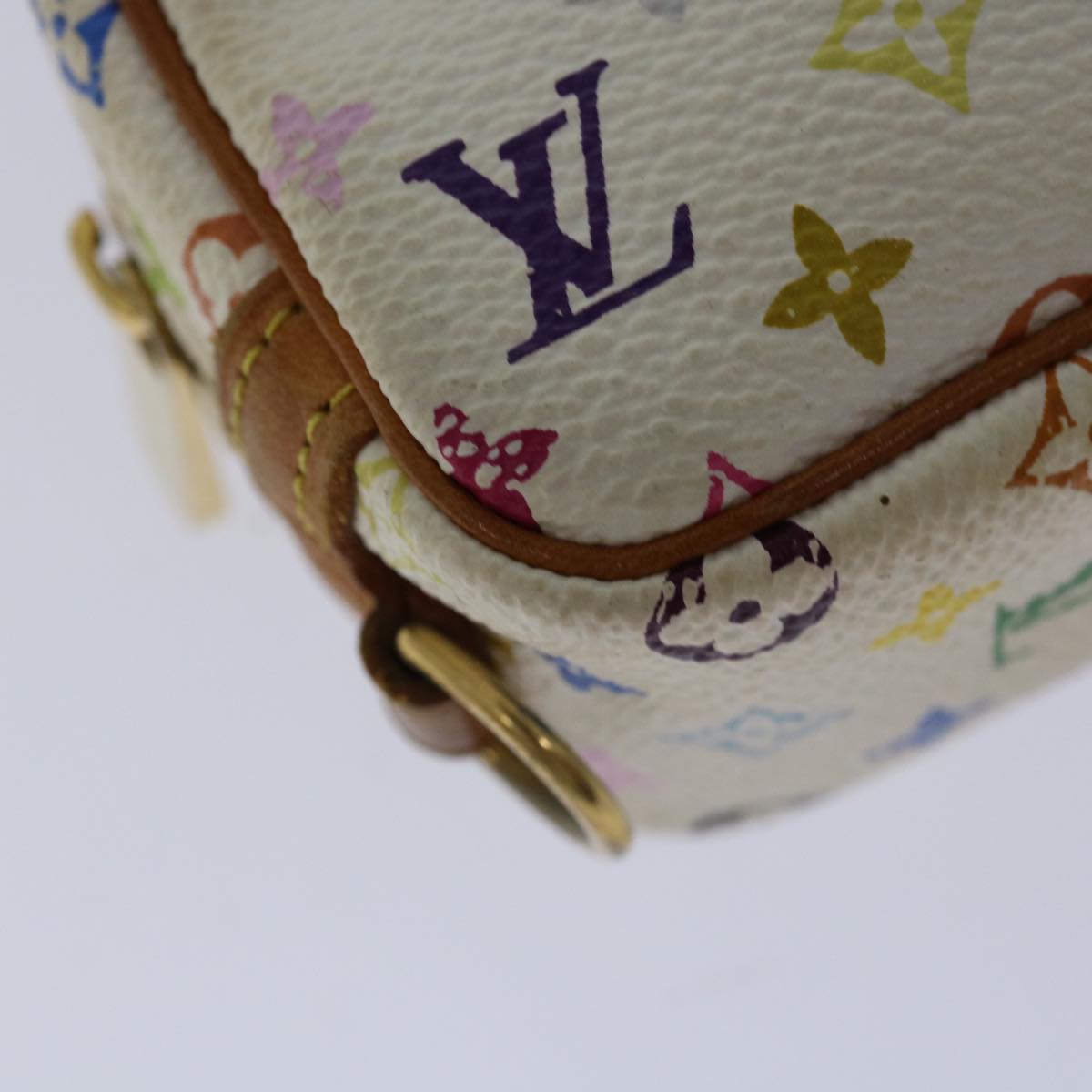 LOUIS VUITTON Monogram Multicolor Trousse Wapity Pouch White M58033 Auth 67014