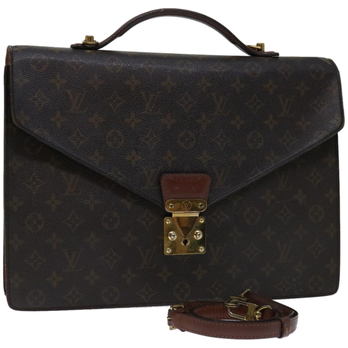 LOUIS VUITTON Monogram Porte Documents Bandouliere Bag M53338 LV Auth 67020