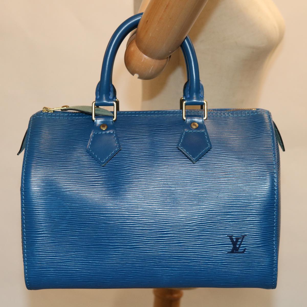 LOUIS VUITTON Epi Speedy 25 Hand Bag Toledo Blue M43015 LV Auth 67031