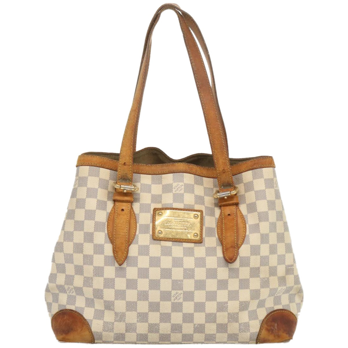 LOUIS VUITTON Damier Azur Hampstead MM Tote Bag N51206 LV Auth 67035