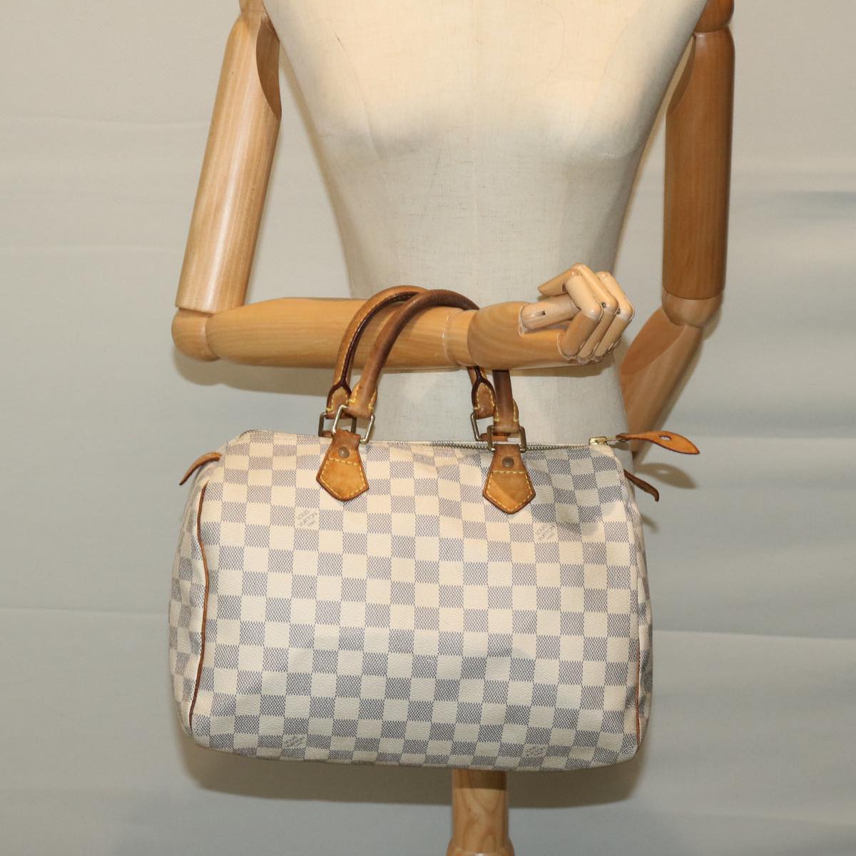 LOUIS VUITTON Damier Azur Speedy 30 Hand Bag N41533 LV Auth 67038