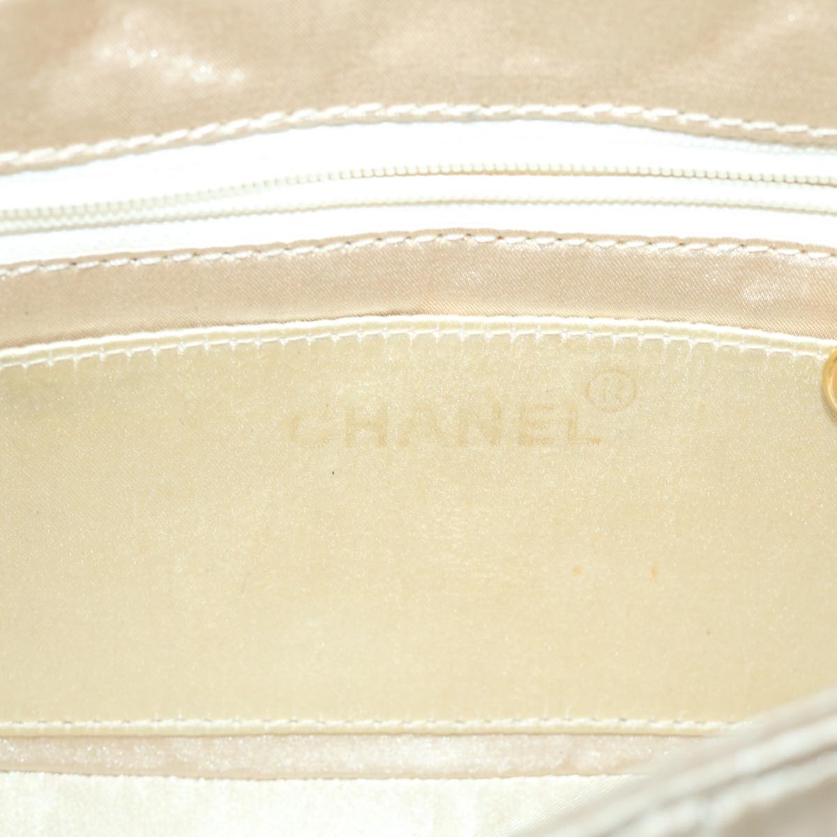 CHANEL Matelasse Chain Shoulder Bag Satin Gold CC Auth 67057A