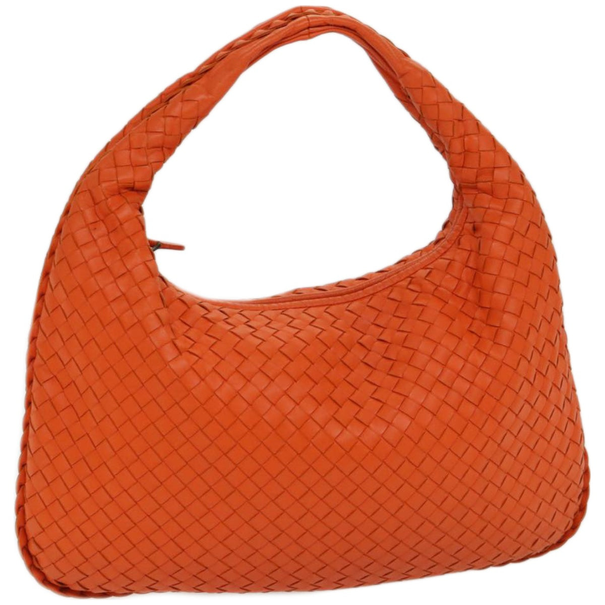 BOTTEGA VENETA INTRECCIATO Hobo Shoulder Bag Leather Orange Auth 67080