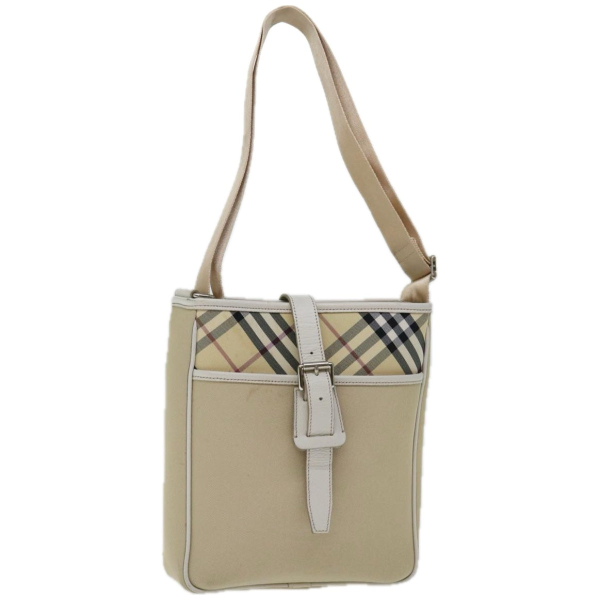 BURBERRY Nova Check Shoulder Bag Canvas Beige Auth 67083