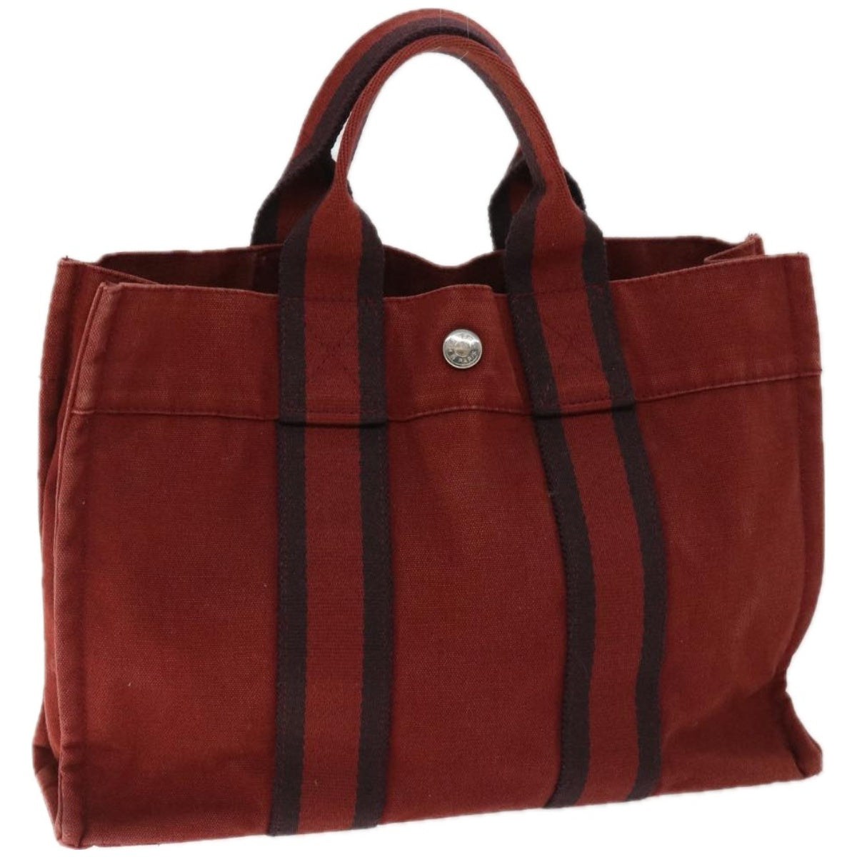 HERMES Fourre Tout PM Hand Bag Canvas Red Auth 67108